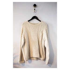 Vintage Ivory Wool Hand Knit Irish Sweater